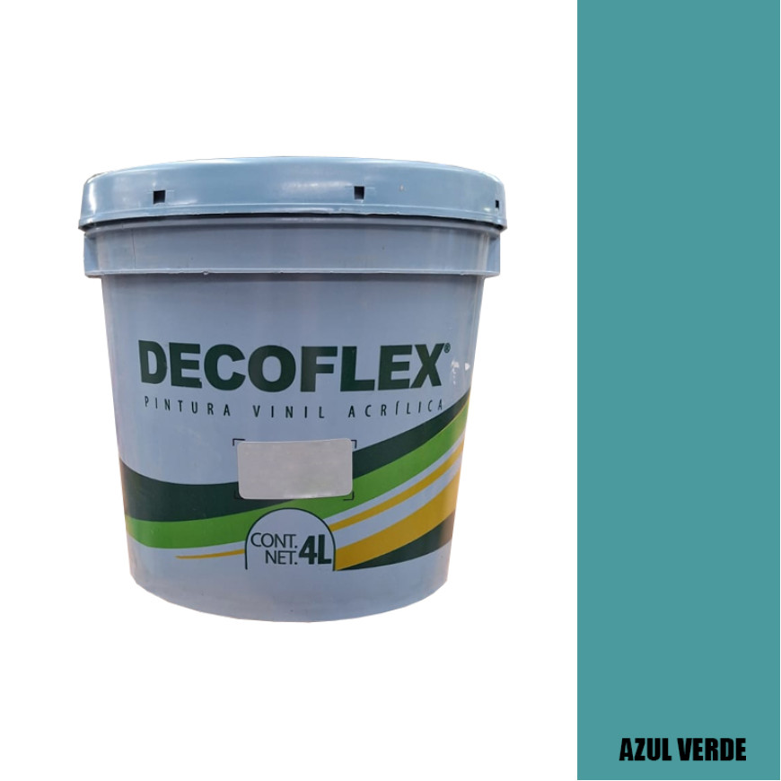 PINTURA VINILICA DECOFLEX AZUL VERDE  4 LTS PARA INTERIOR.