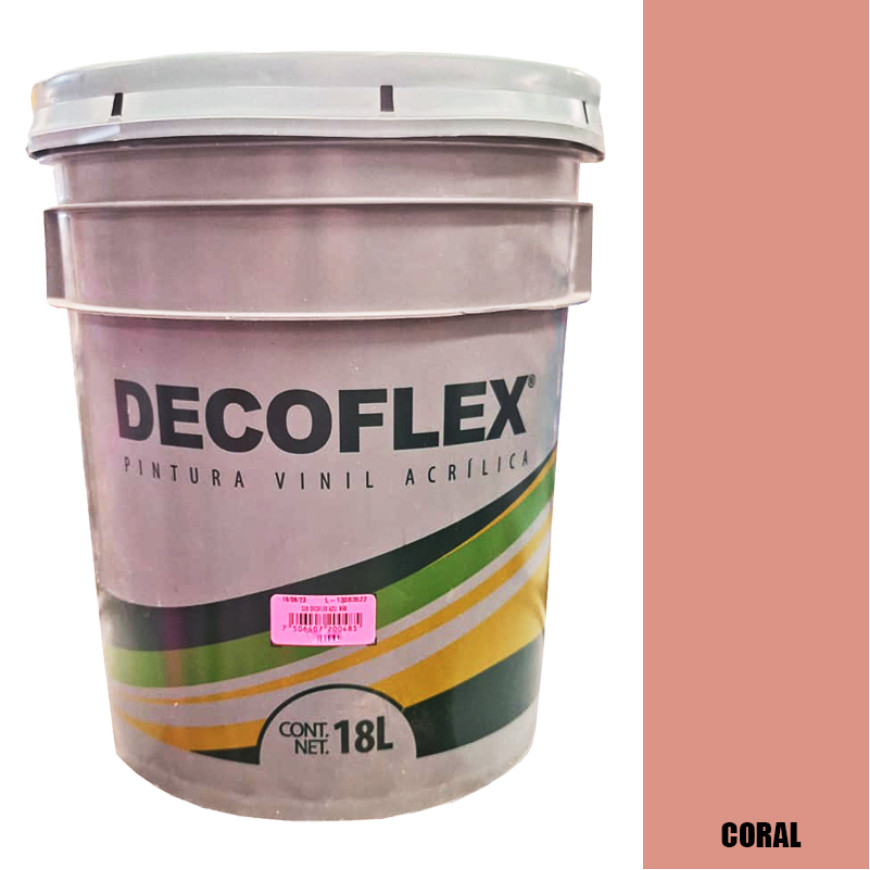 PINTURA VINILICA DECOFLEX CORAL 18 LTS PARA INTERIOR.