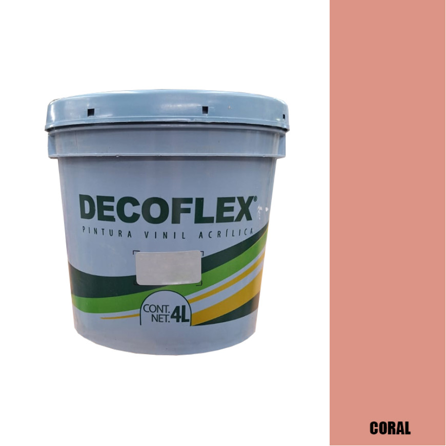 PINTURA VINILICA DECOFLEX CORAL  4 LTS PARA INTERIOR.