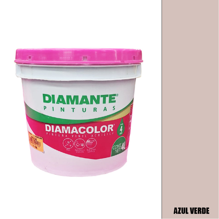PINTURA VINILICA DIAMACOLOR BLANCO OSTION 4 LITROS INTERIOR Y EXTERIOR LAVABLE.