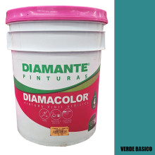 PINTURA VINILICA DIAMACOLOR VERDE BASICO 19LTS INTERIOR Y EXTERIOR LAVABLE.
