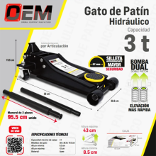 Gato De Patín Hidráulico 3 Toneladas Oem Gpoem-3