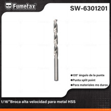 BROCA ALTA VEL.MET.HSS 1/16 SW-6301201