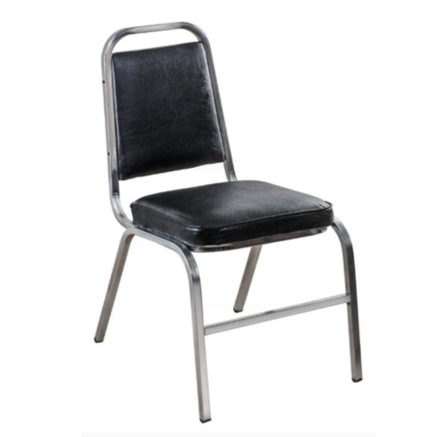 SILLA APILABLE NEGRA CROMADA VINIL NGO.