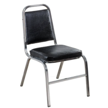 SILLA APILABLE GRIS/PLATA VINIL NEGRO